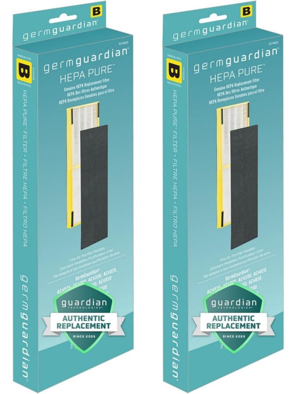 HEPA Air Purifier Filter 2-Pack, Removes 99.97% Pollutants, Wildfire Smoke